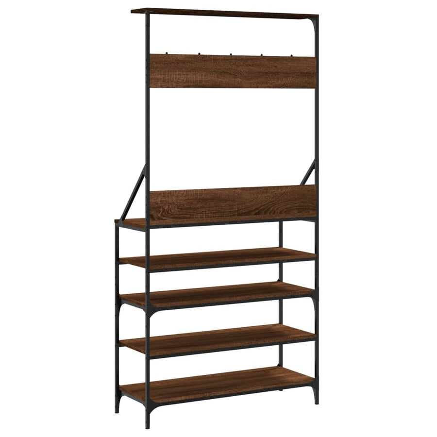 Kledingrek Met Schoenenrek Bruineikenkleurig 90 x 34 x 184 cm bruin eikenkleur