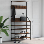 Kledingrek met schoenenrek 90x34x184 cm bruineiken