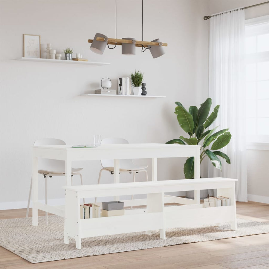Halbankje Massief Grenenhout 160 x 28 x 45 cm Wit