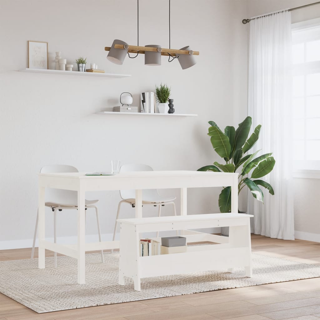 Halbankje Massief Grenenhout 100 x 28 x 45 cm Wit