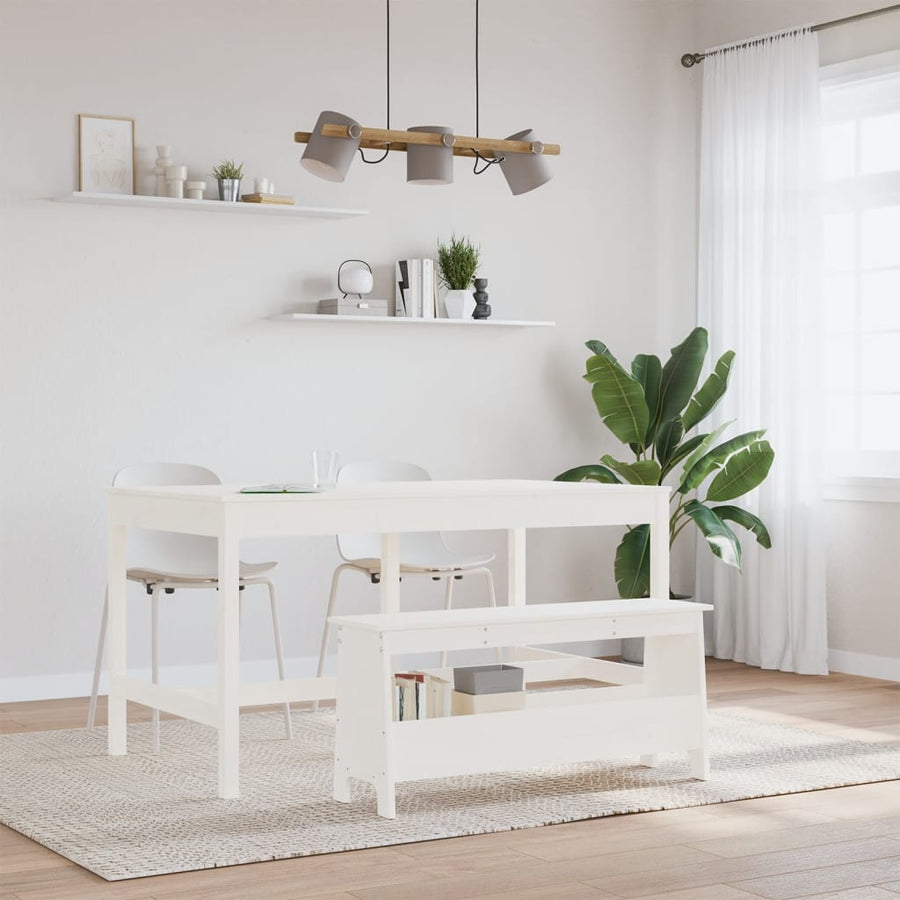 Halbankje Massief Grenenhout 100 x 28 x 45 cm Wit