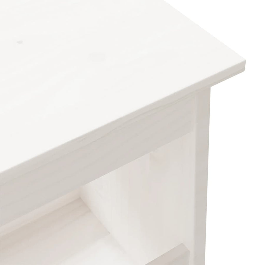 Halbankje Massief Grenenhout 100 x 28 x 45 cm Wit