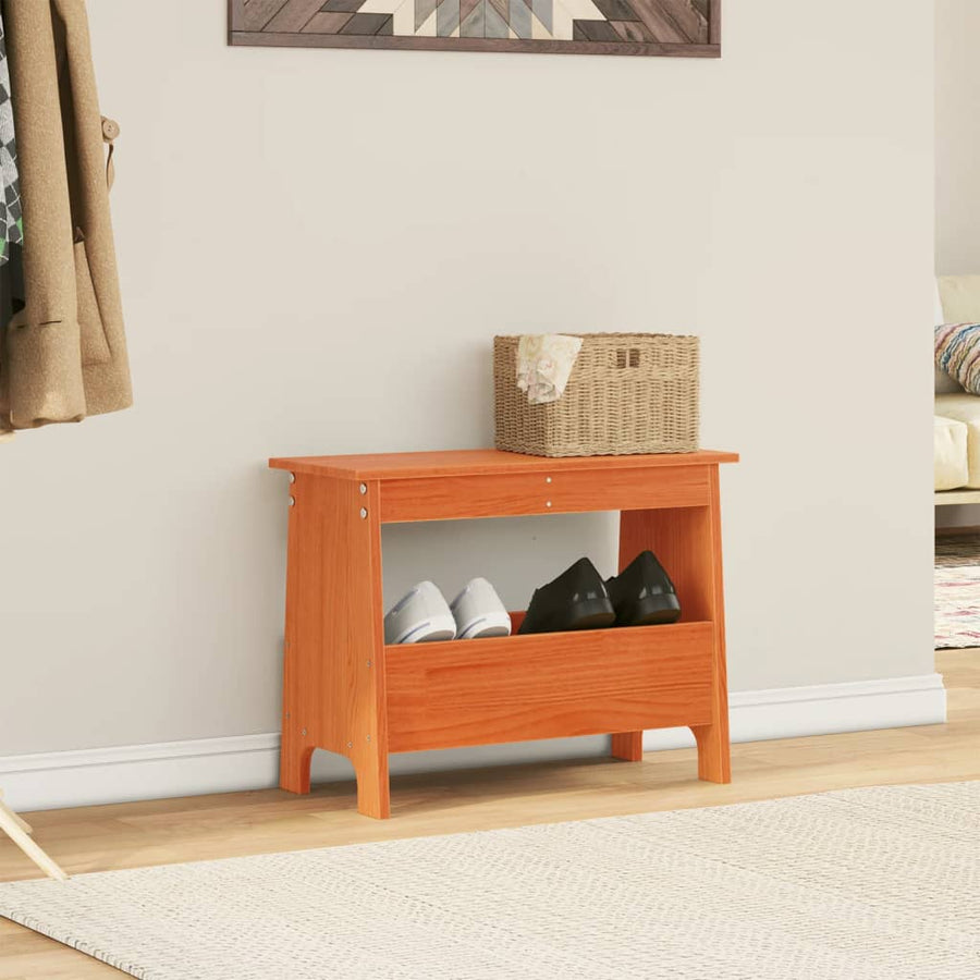 Halbankje Massief Grenenhout Was 60 x 28 x 45 cm Bruin
