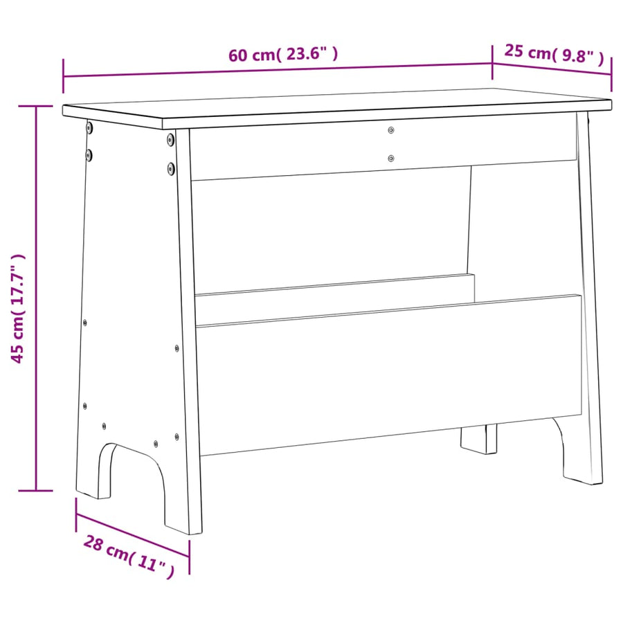 Halbankje Massief Grenenhout Was 60 x 28 x 45 cm Bruin