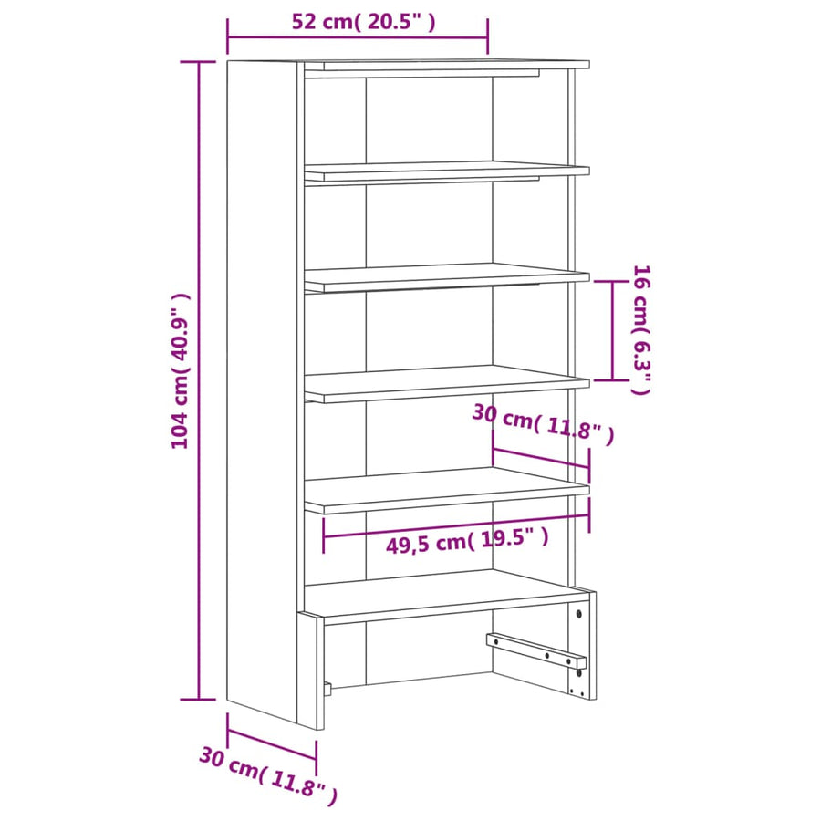 Schoenenkast Massief Grenenhout Was 52 x 30 x 104 cm Bruin