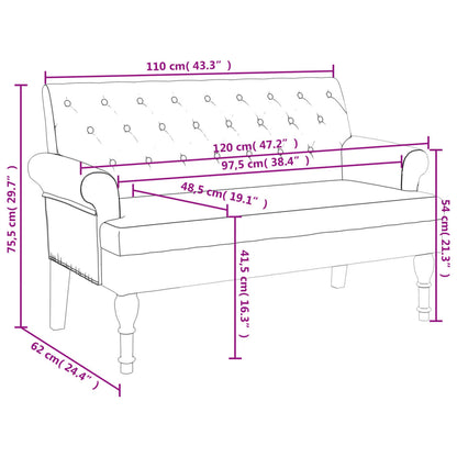 Bankje Met Rugleuning 120X62X75,5 Cm Stof Lichtgrijs