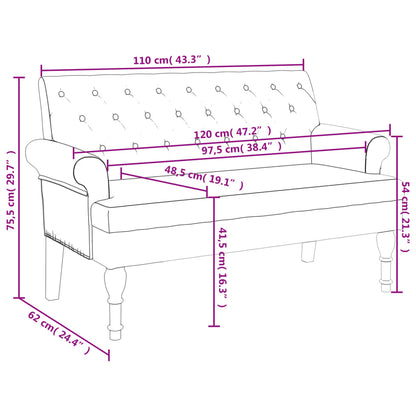 Bankje Met Rugleuning 120X62X75,5 Cm Stof Blauw