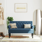 Bankje met rugleuning 120x62x75,5 cm blauw stof