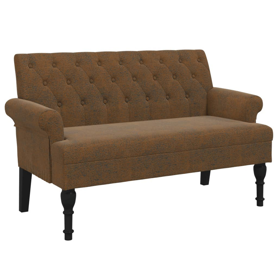 Bankje Met Rugleuning 120X62X75,5 Cm Kunstsuèdeleer Bruin