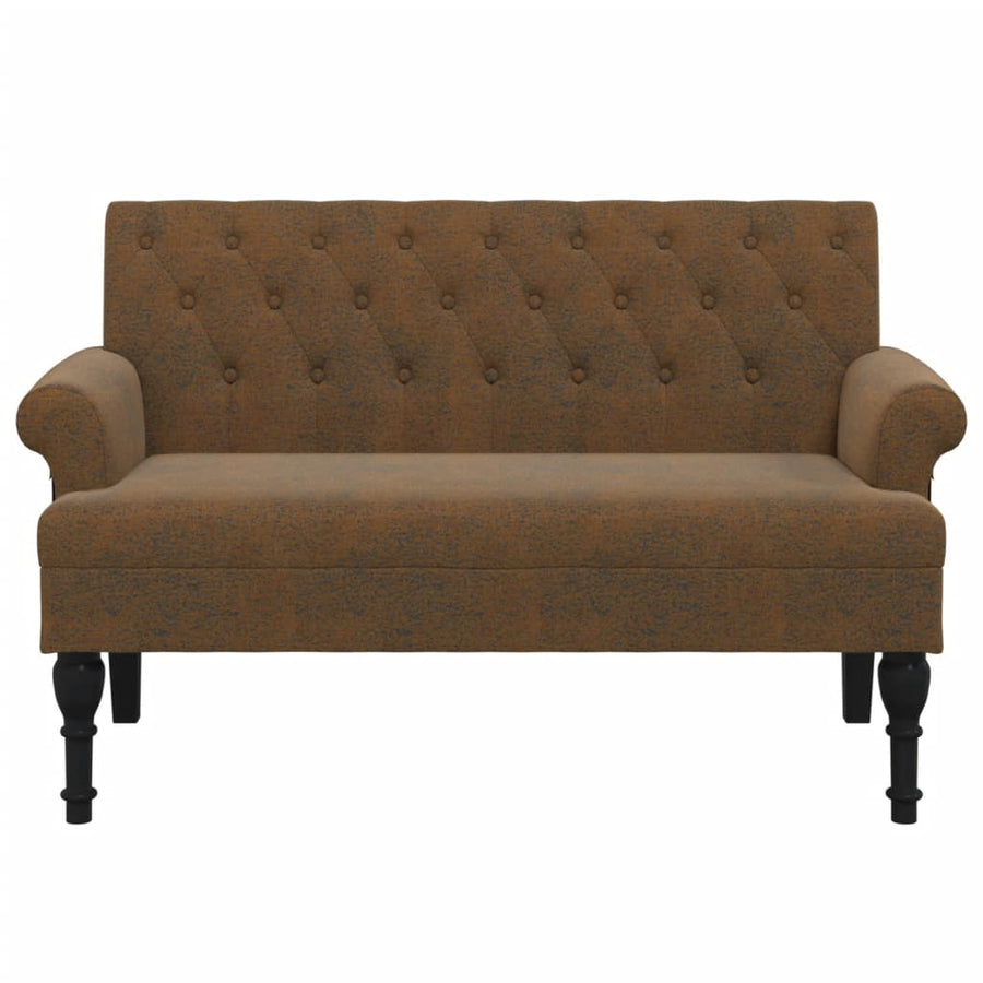 Bankje Met Rugleuning 120X62X75,5 Cm Kunstsuèdeleer Bruin