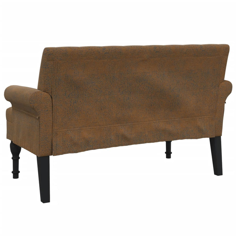 Bankje Met Rugleuning 120X62X75,5 Cm Kunstsuèdeleer Bruin