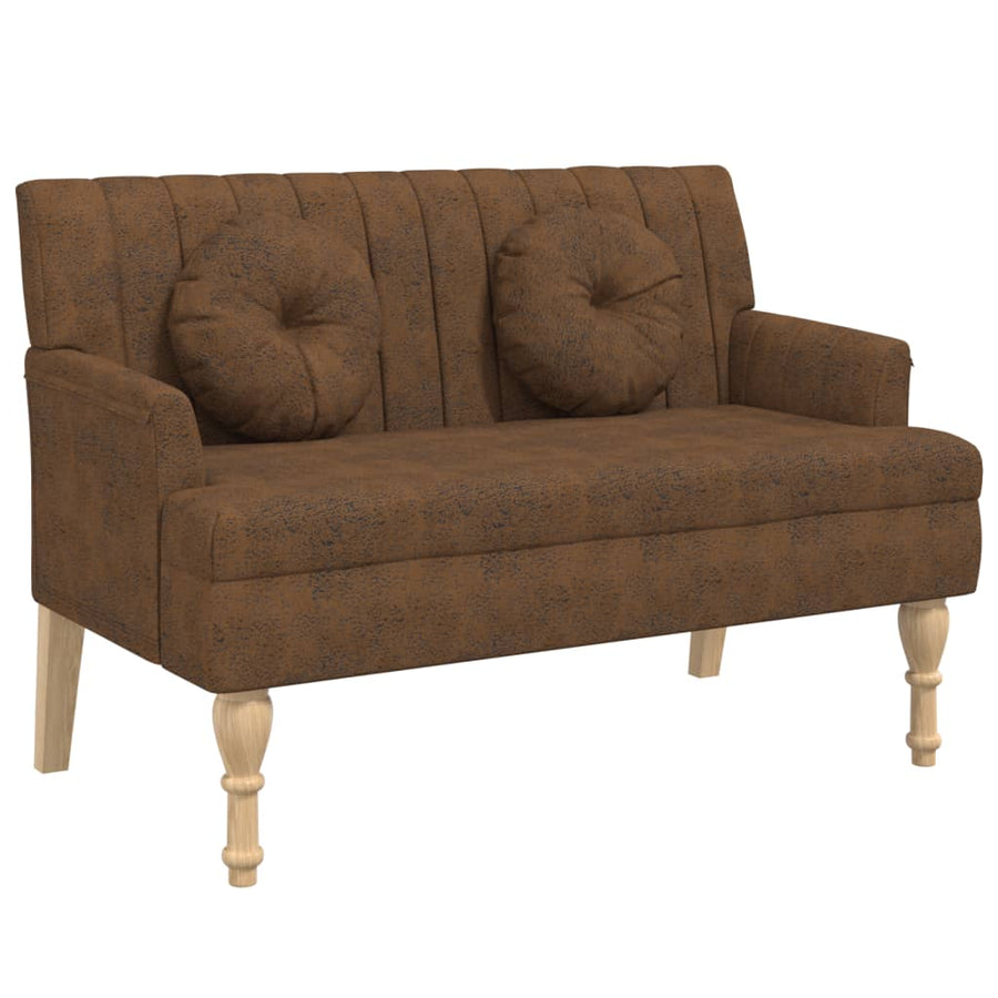 Bankje Met Kussens 113X64,5X75,5 Cm Kunstsuèdeleer Bruin