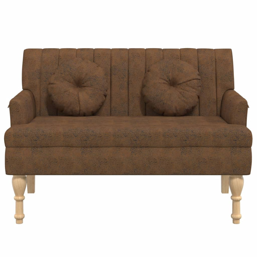Bankje Met Kussens 113X64,5X75,5 Cm Kunstsuèdeleer Bruin