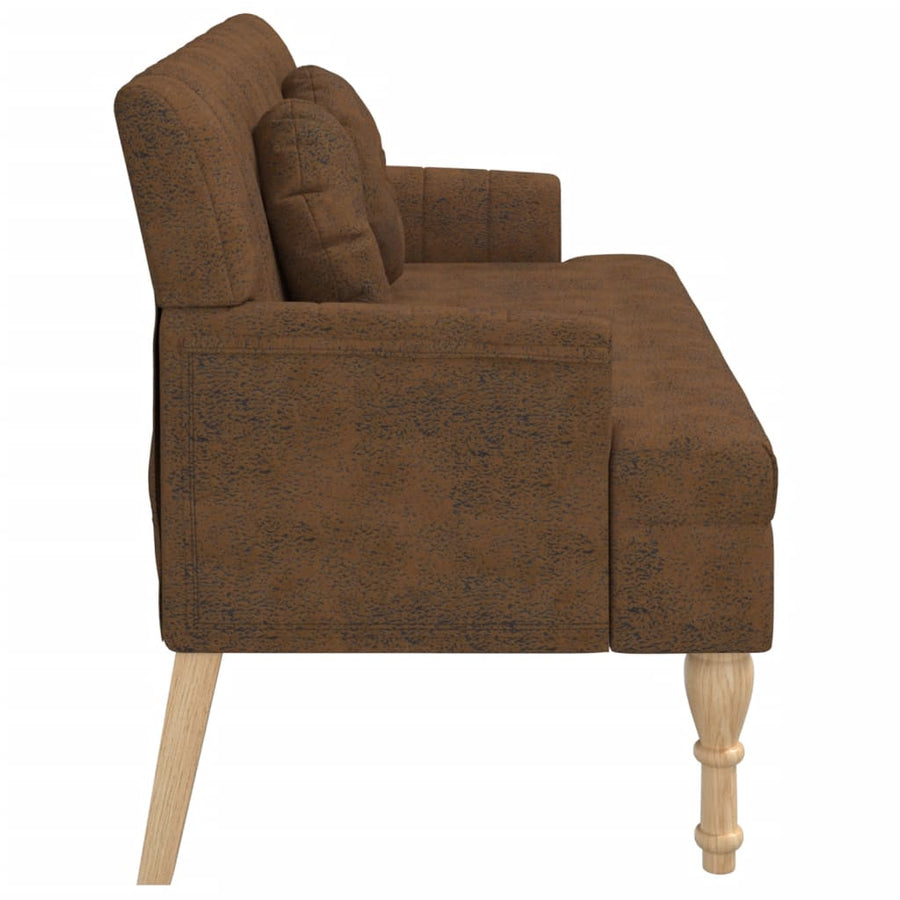 Bankje Met Kussens 113X64,5X75,5 Cm Kunstsuèdeleer Bruin