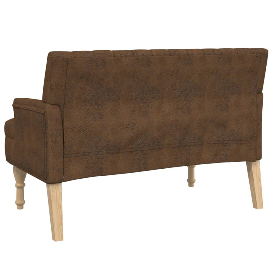 Bankje Met Kussens 113X64,5X75,5 Cm Kunstsuèdeleer Bruin