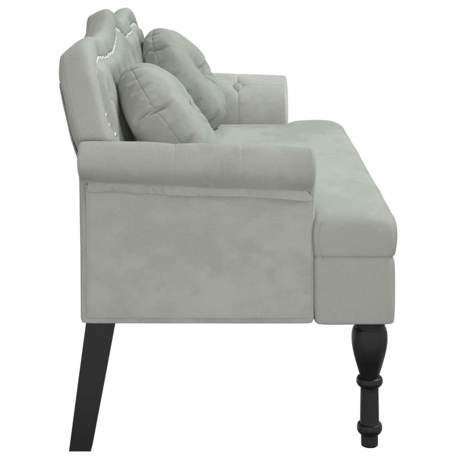 Bankje Met Kussens 120,5X65X75 Cm Fluweel Lichtgrijs