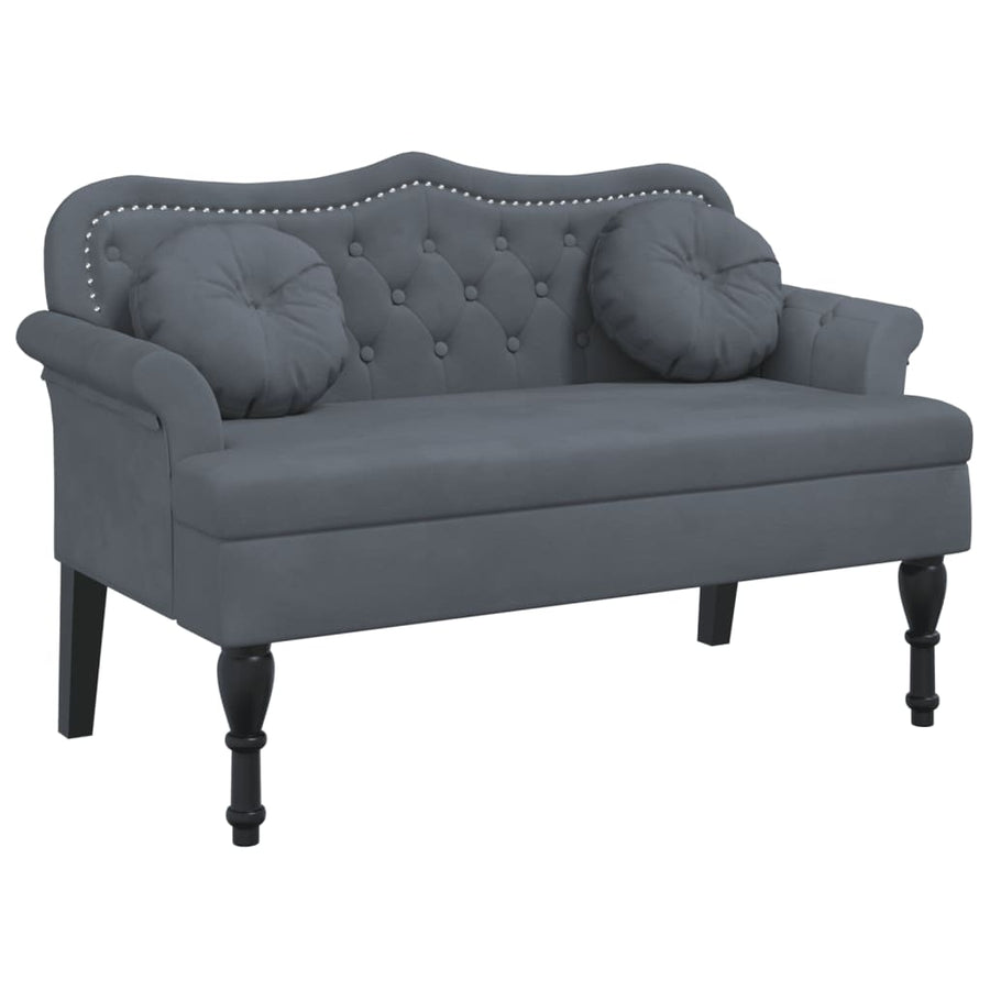 Bankje Met Kussens 120,5X65X75 Cm Fluweel Donkergrijs