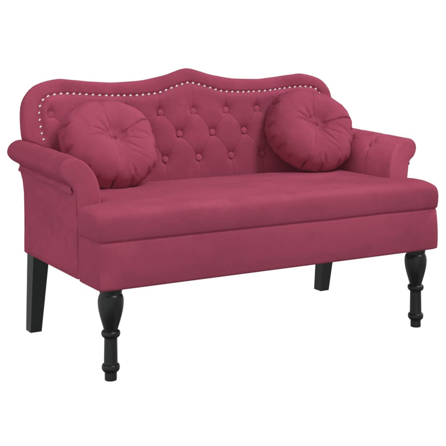 Bankje Met Kussens 120,5X65X75 Cm Fluweel Wijnrood