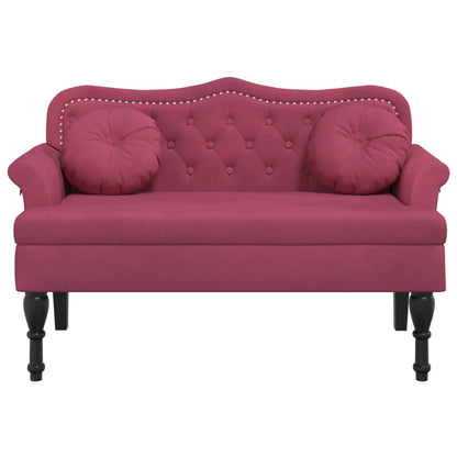 Bankje Met Kussens 120,5X65X75 Cm Fluweel Wijnrood