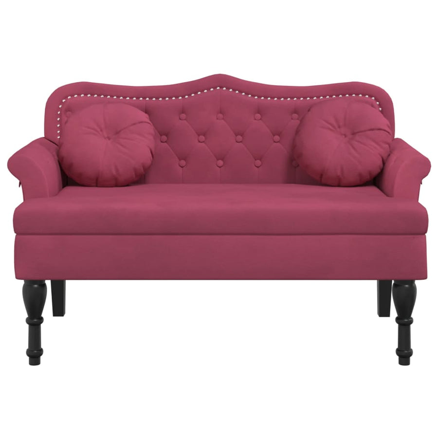 Bankje Met Kussens 120,5X65X75 Cm Fluweel Wijnrood