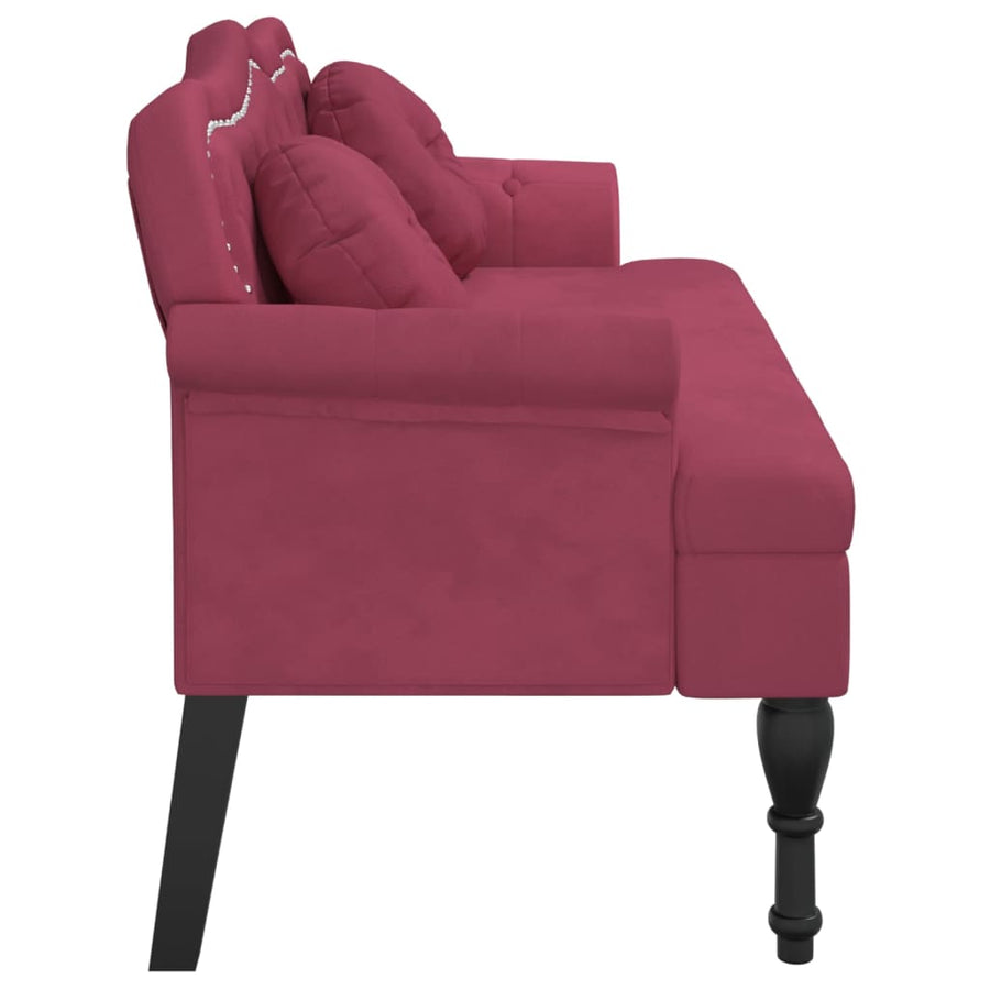 Bankje Met Kussens 120,5X65X75 Cm Fluweel Wijnrood