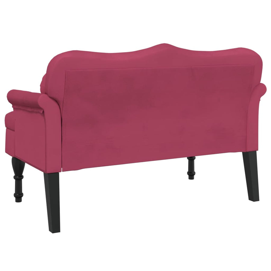 Bankje Met Kussens 120,5X65X75 Cm Fluweel Wijnrood