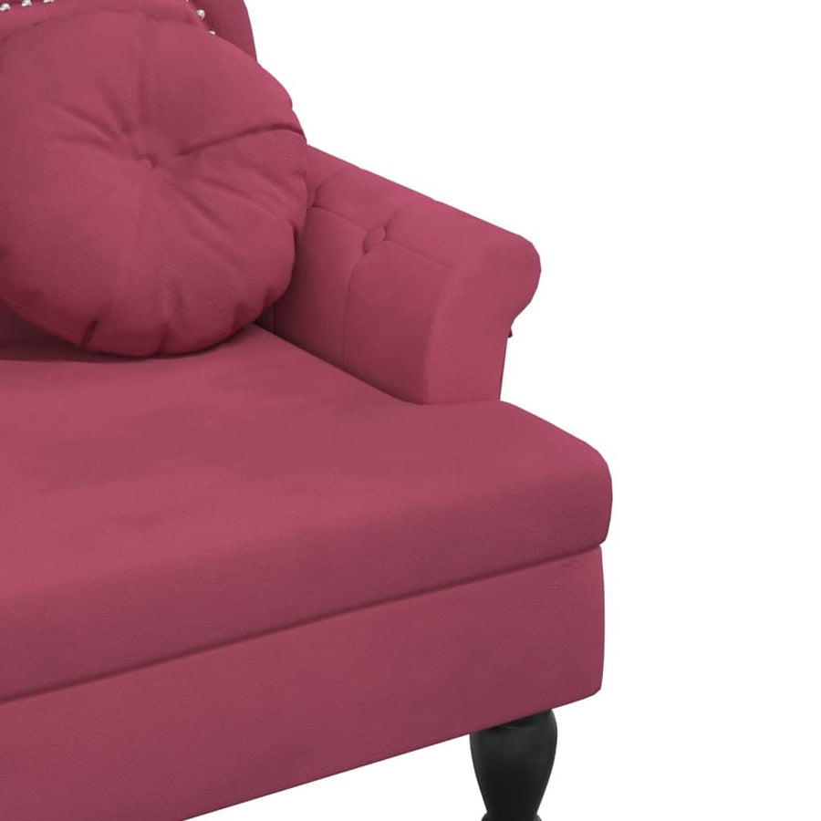 Bankje Met Kussens 120,5X65X75 Cm Fluweel Wijnrood