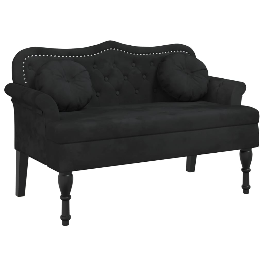 Bankje Met Kussens 120,5X65X75 Cm Fluweel Zwart
