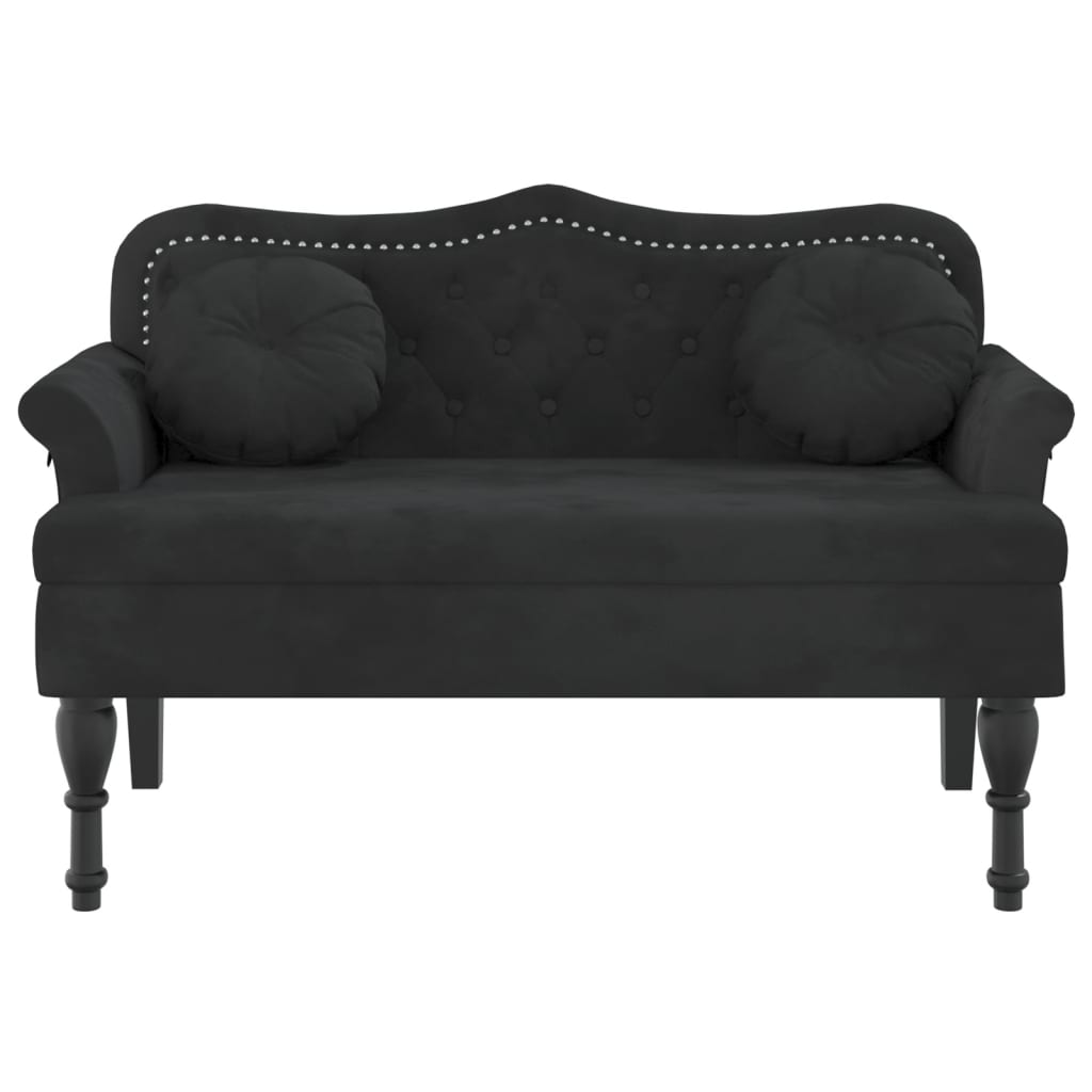 Bankje Met Kussens 120,5X65X75 Cm Fluweel Zwart