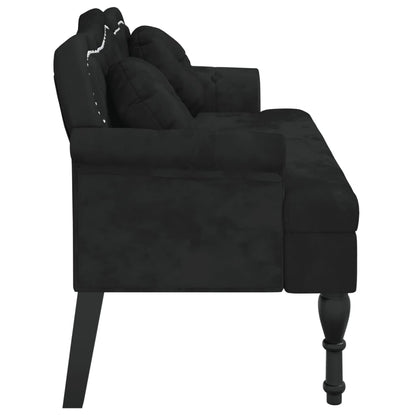Bankje Met Kussens 120,5X65X75 Cm Fluweel Zwart