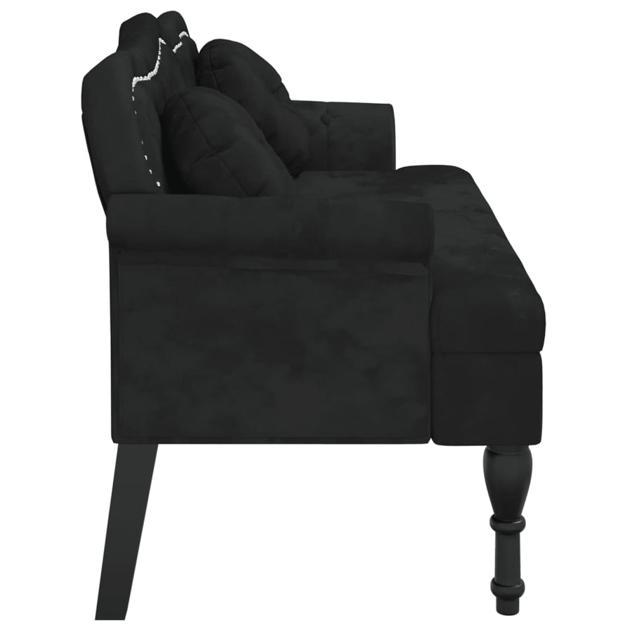 Bankje Met Kussens 120,5X65X75 Cm Fluweel Zwart