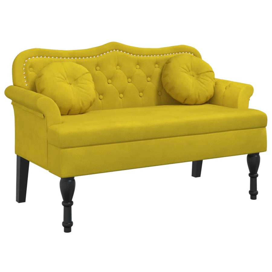 Bankje Met Kussens 120,5X65X75 Cm Fluweel Geel