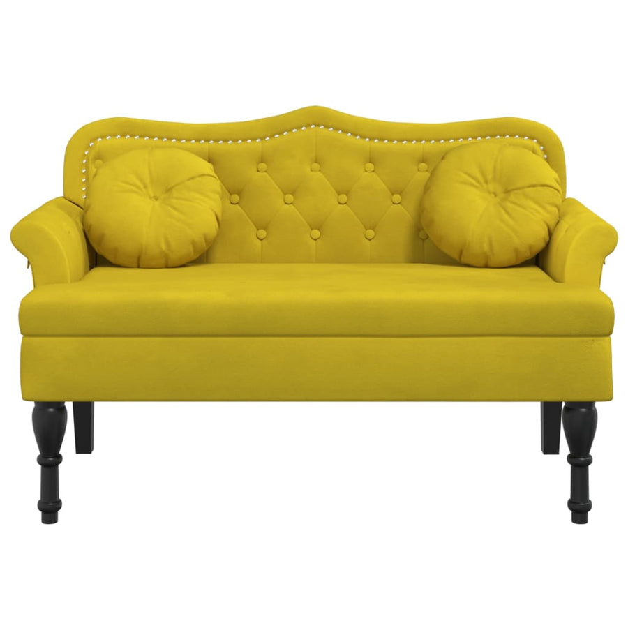 Bankje Met Kussens 120,5X65X75 Cm Fluweel Geel
