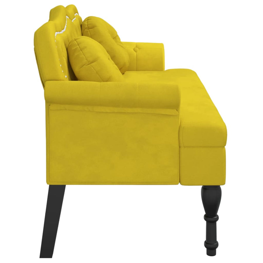 Bankje Met Kussens 120,5X65X75 Cm Fluweel Geel