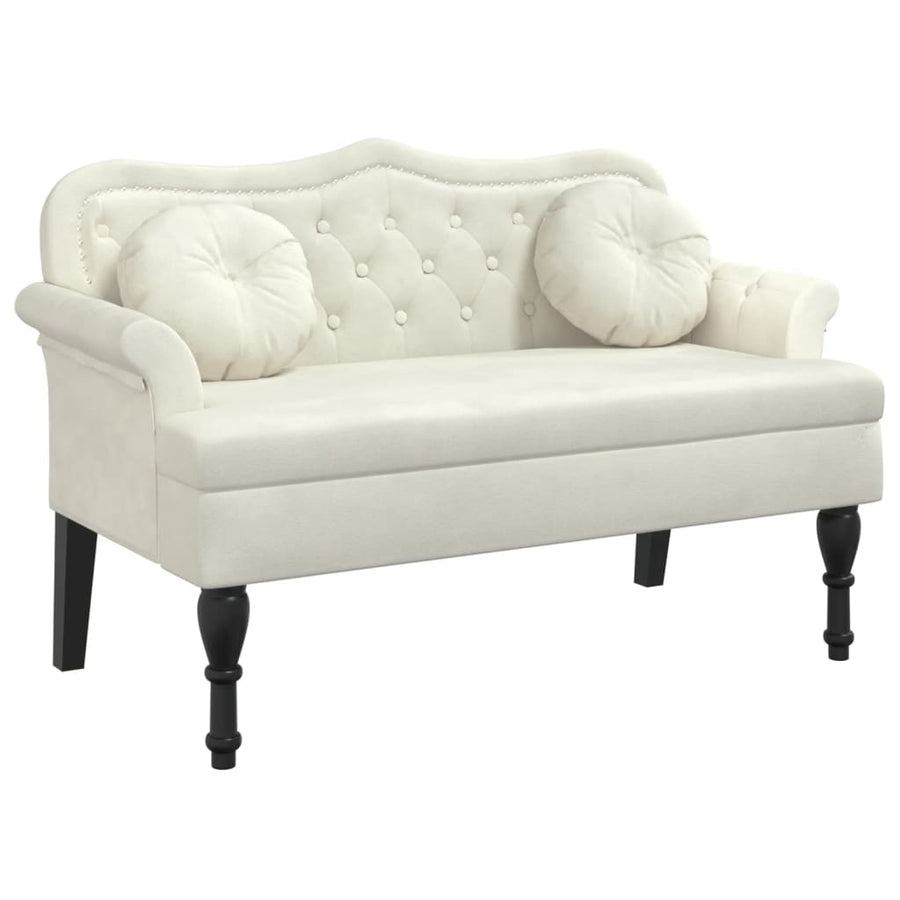 Bankje Met Kussens 120,5X65X75 Cm Fluweel Kleurig Crème