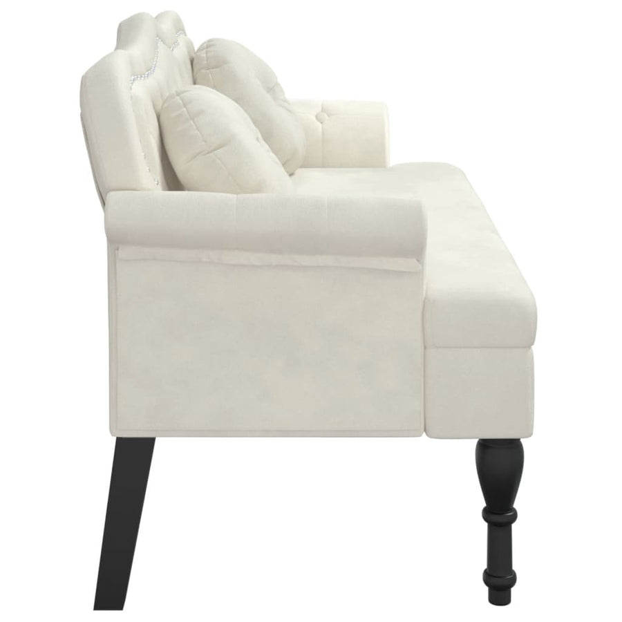 Bankje Met Kussens 120,5X65X75 Cm Fluweel Kleurig Crème