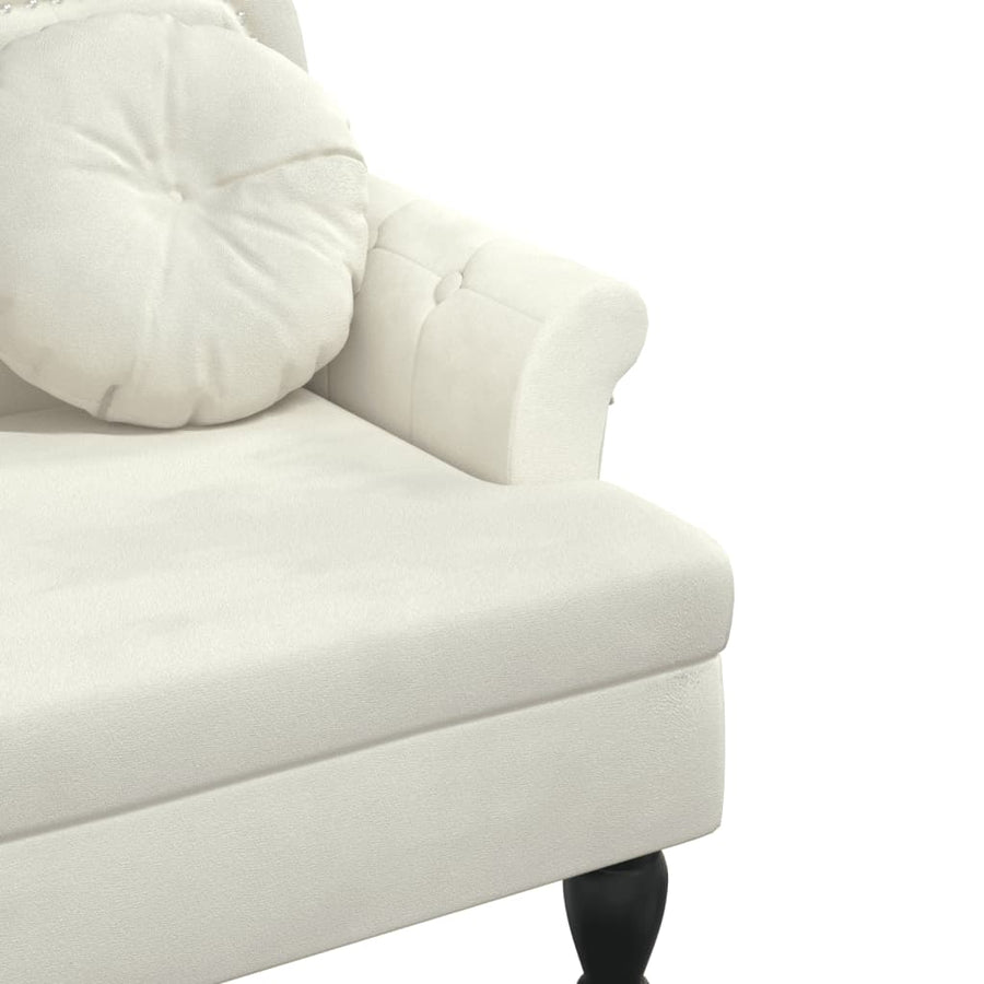Bankje Met Kussens 120,5X65X75 Cm Fluweel Kleurig Crème