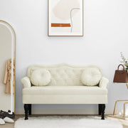 Bankje 120,5x65x75 cm fluweel crèmekleurig