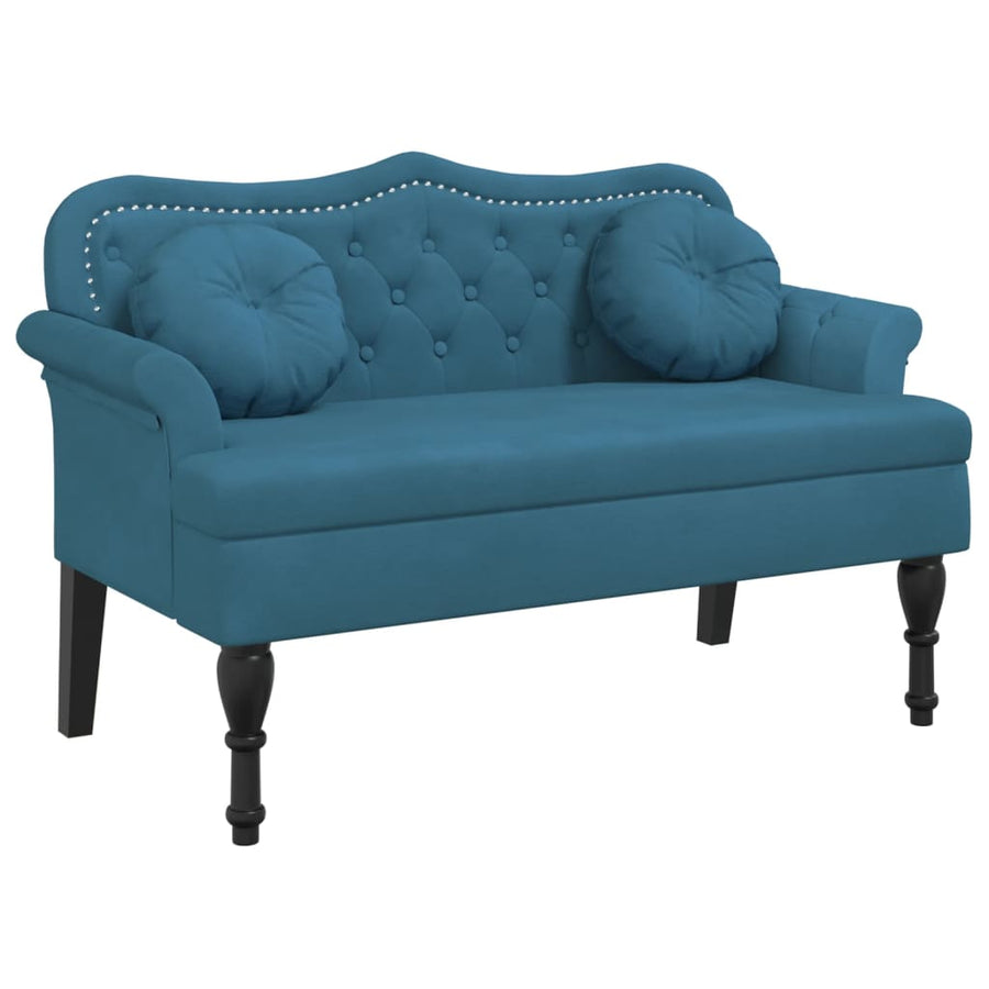Bankje Met Kussens 120,5X65X75 Cm Fluweel Blauw