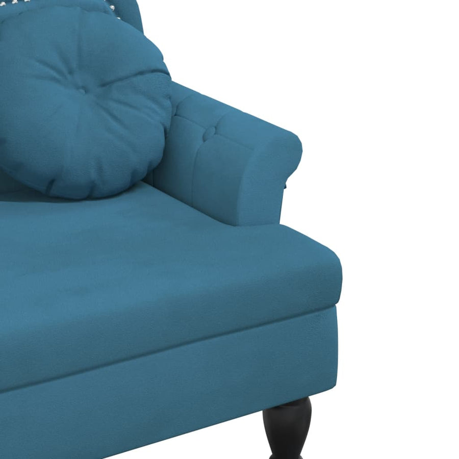 Bankje Met Kussens 120,5X65X75 Cm Fluweel Blauw