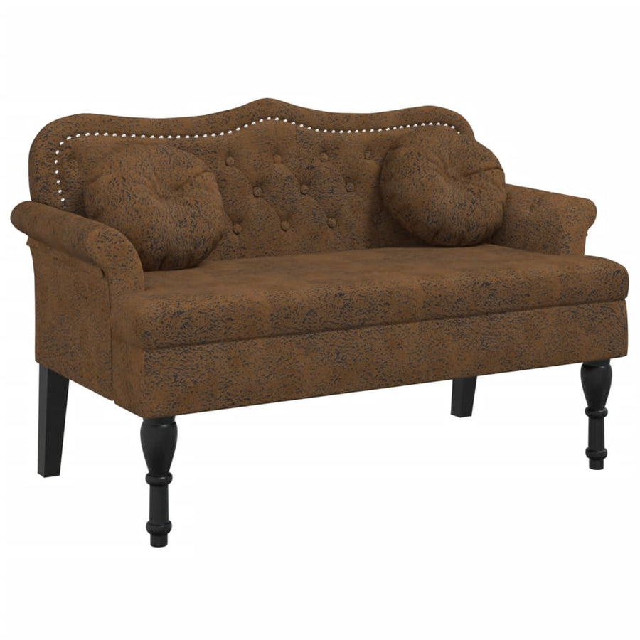 Bankje Met Kussens 120,5X65X75 Cm Kunstsuèdeleer Bruin