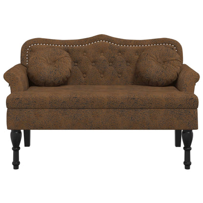 Bankje Met Kussens 120,5X65X75 Cm Kunstsuèdeleer Bruin