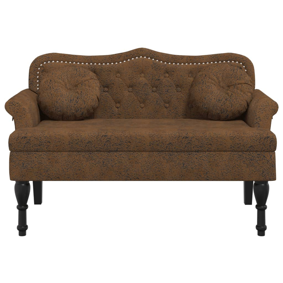 Bankje Met Kussens 120,5X65X75 Cm Kunstsuèdeleer Bruin