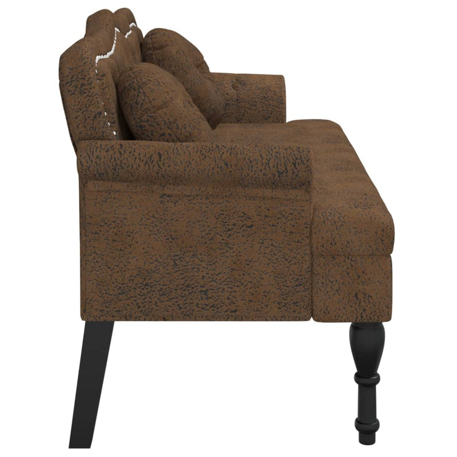 Bankje Met Kussens 120,5X65X75 Cm Kunstsuèdeleer Bruin