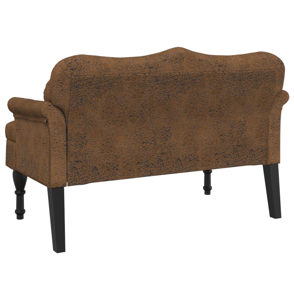 Bankje Met Kussens 120,5X65X75 Cm Kunstsuèdeleer Bruin
