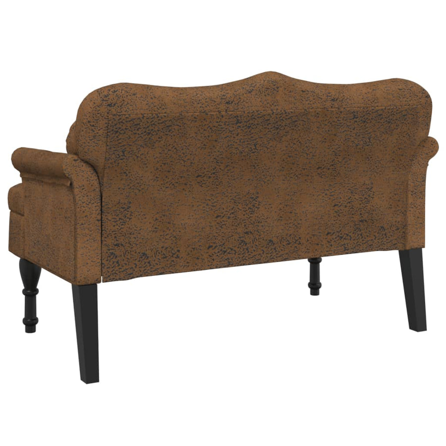 Bankje Met Kussens 120,5X65X75 Cm Kunstsuèdeleer Bruin