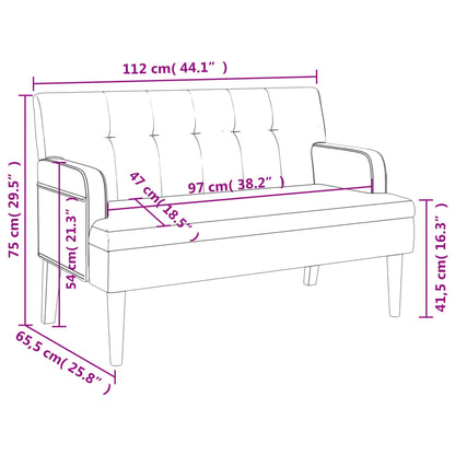 Bankje Met Rugleuning 112X65,5X75 Cm Kunstleer Grijs