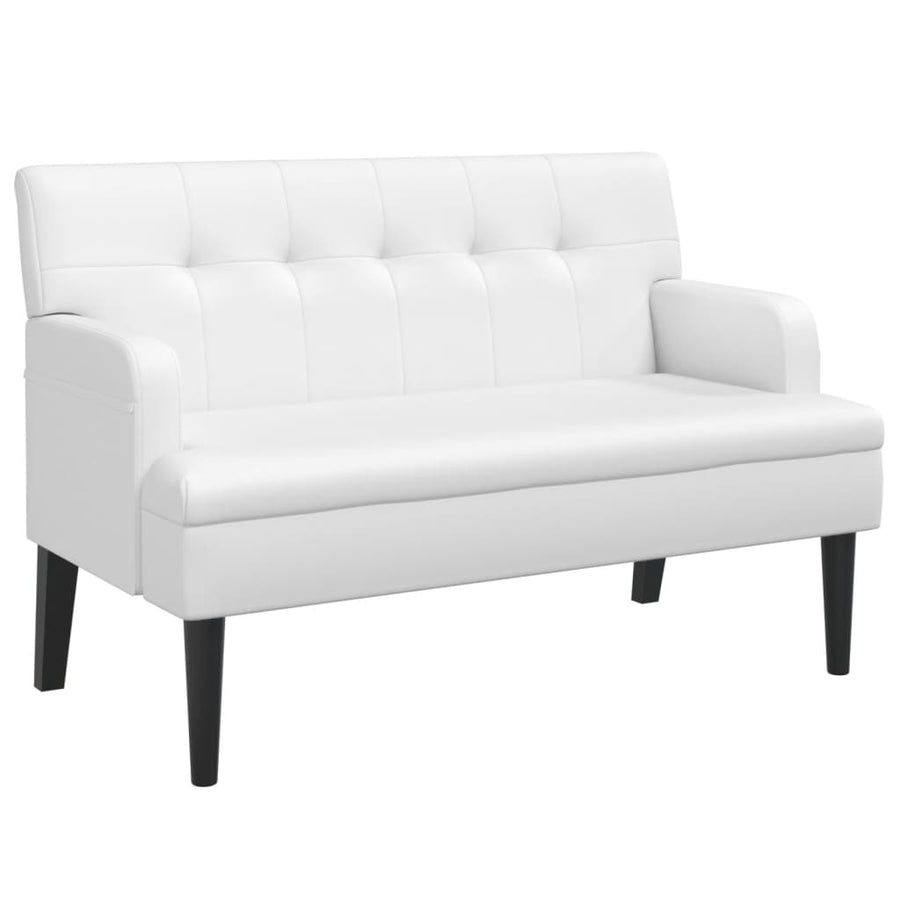 Bankje Met Rugleuning 112X65,5X75 Cm Kunstleer Wit