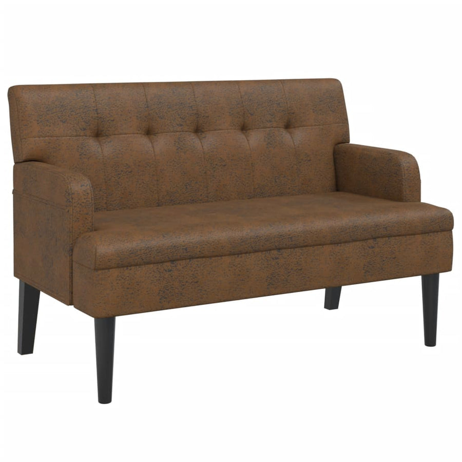 Bankje Met Rugleuning 112X65,5X75 Cm Kunstsuèdeleer Bruin Lichtbruin