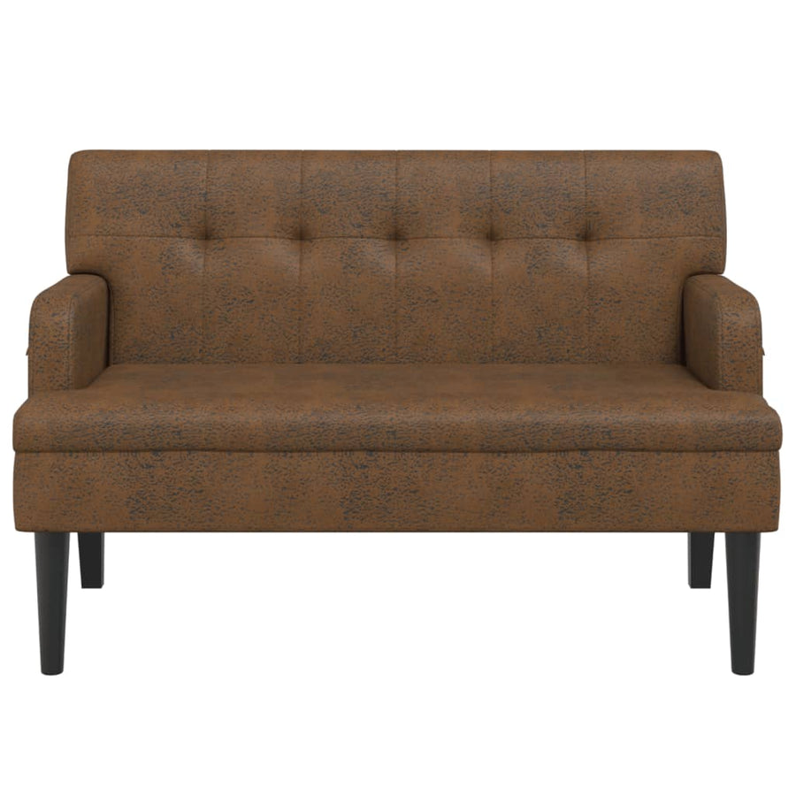 Bankje Met Rugleuning 112X65,5X75 Cm Kunstsuèdeleer Bruin Lichtbruin